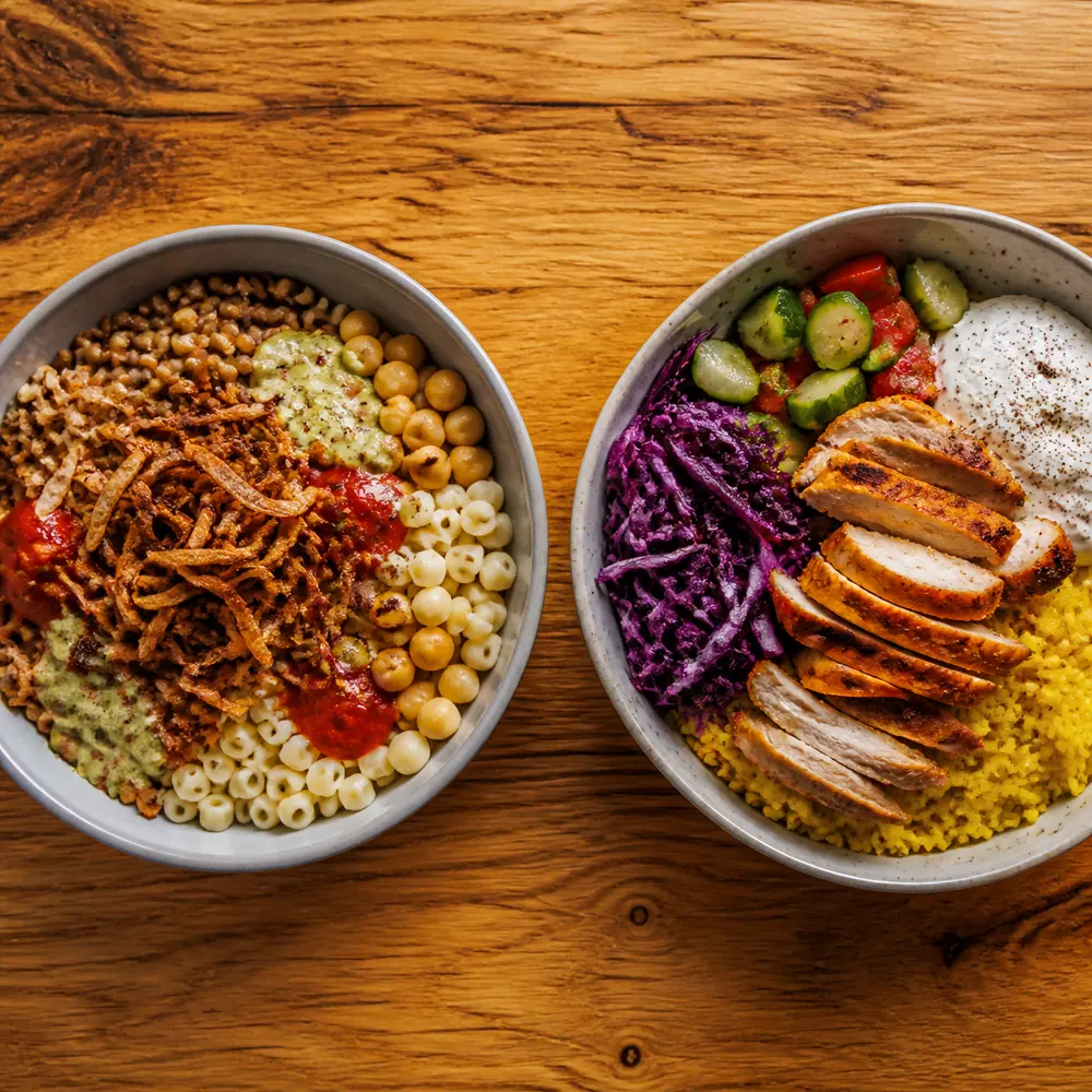 A plated Egyptian dish on a restaurant table